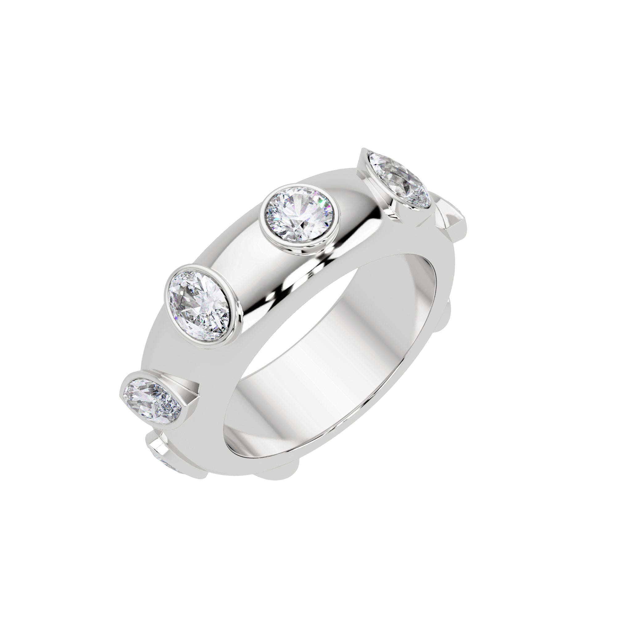 Lab Grown Diamond 2.25 CTW Bezel Design Eternity Ring- Sterling Silver