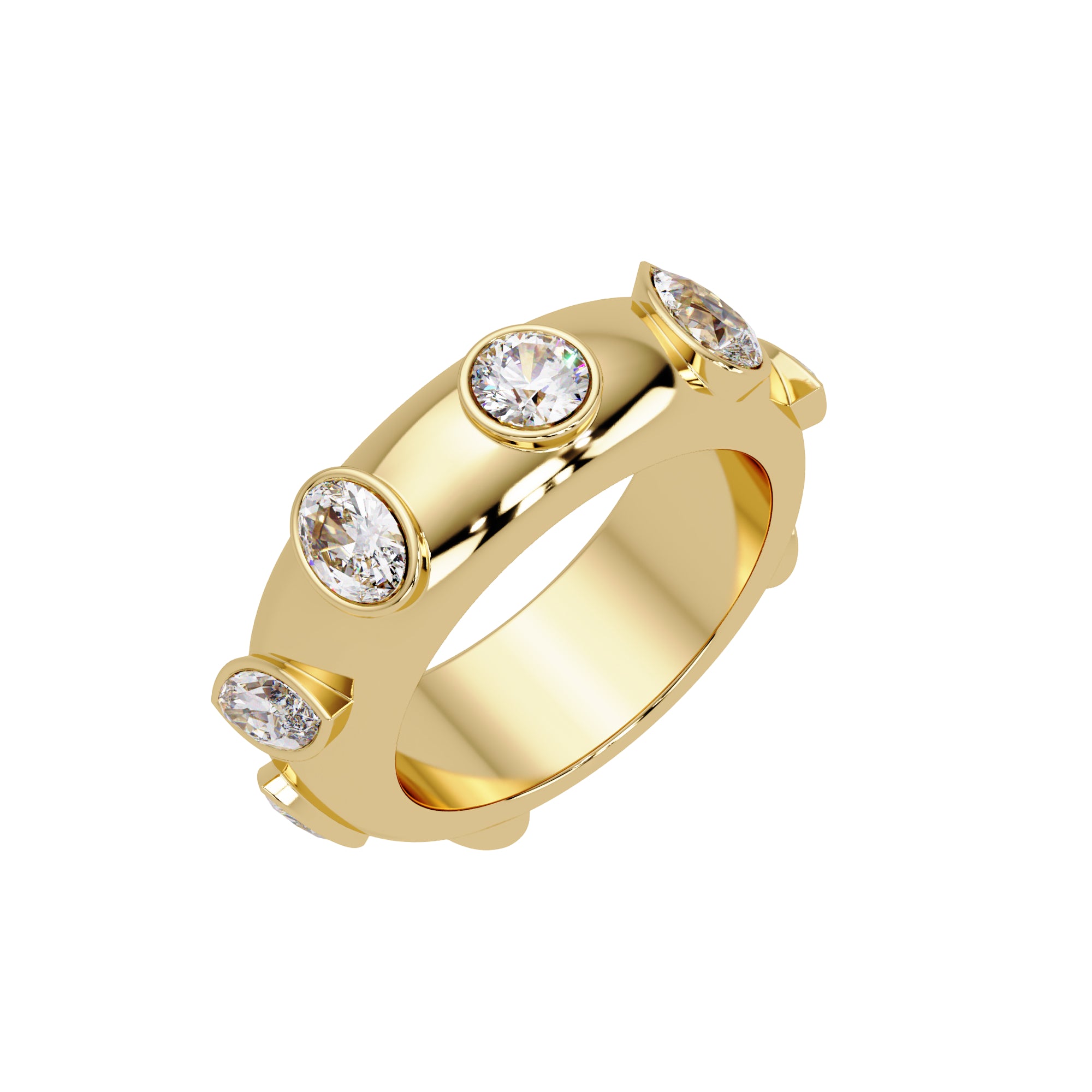 Lab Grown Diamond 2.25 CTW Bezel Design Eternity Ring- Sterling Silver