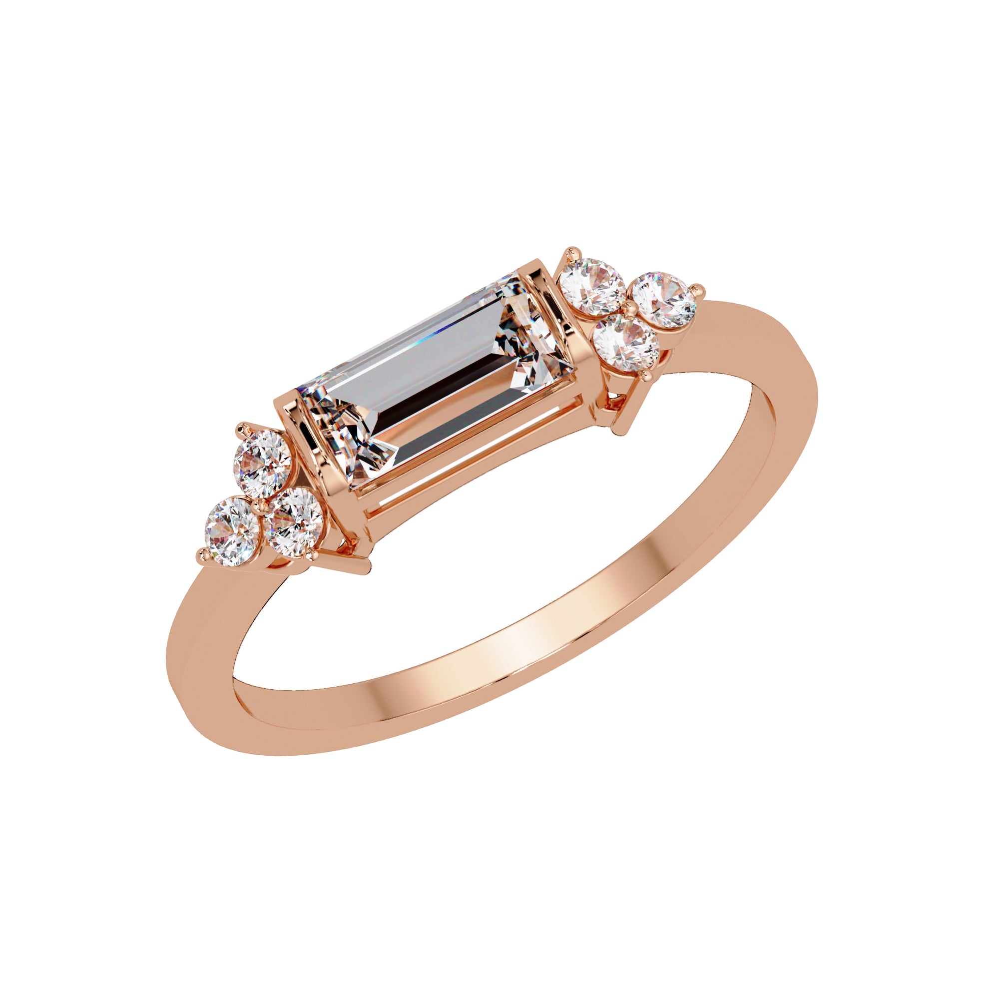 Lab Grown Diamond 0.65 CTW Baguette Accent Cluster Ring- Sterling Silver