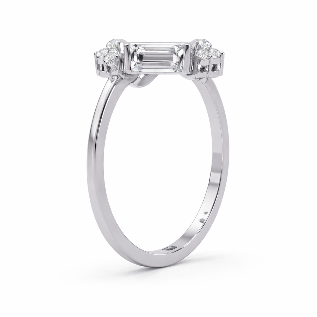 Lab Grown Diamond 0.65 CTW Baguette Accent Cluster Ring- Sterling Silver