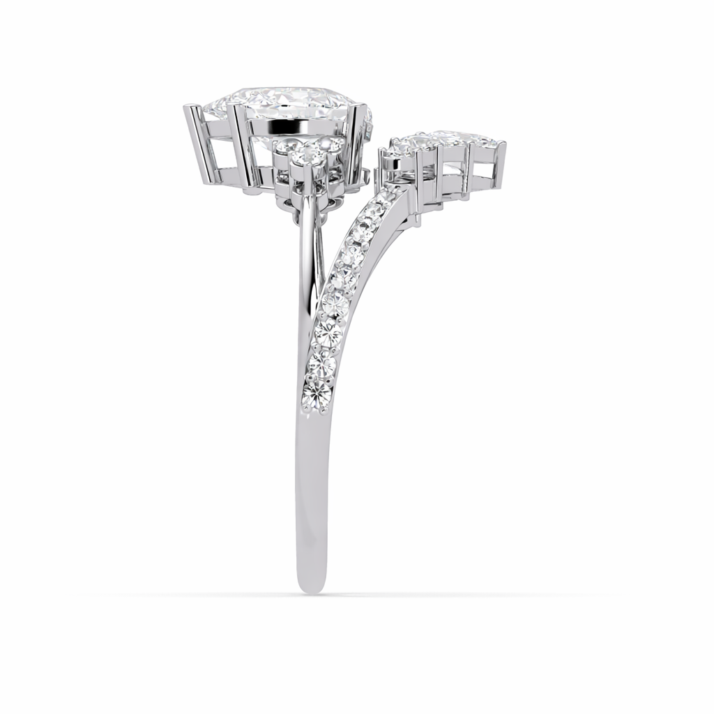 Lab Grown Diamond 2.05 CTW Marquise & Round Floral Halo Ring- Sterling Silver