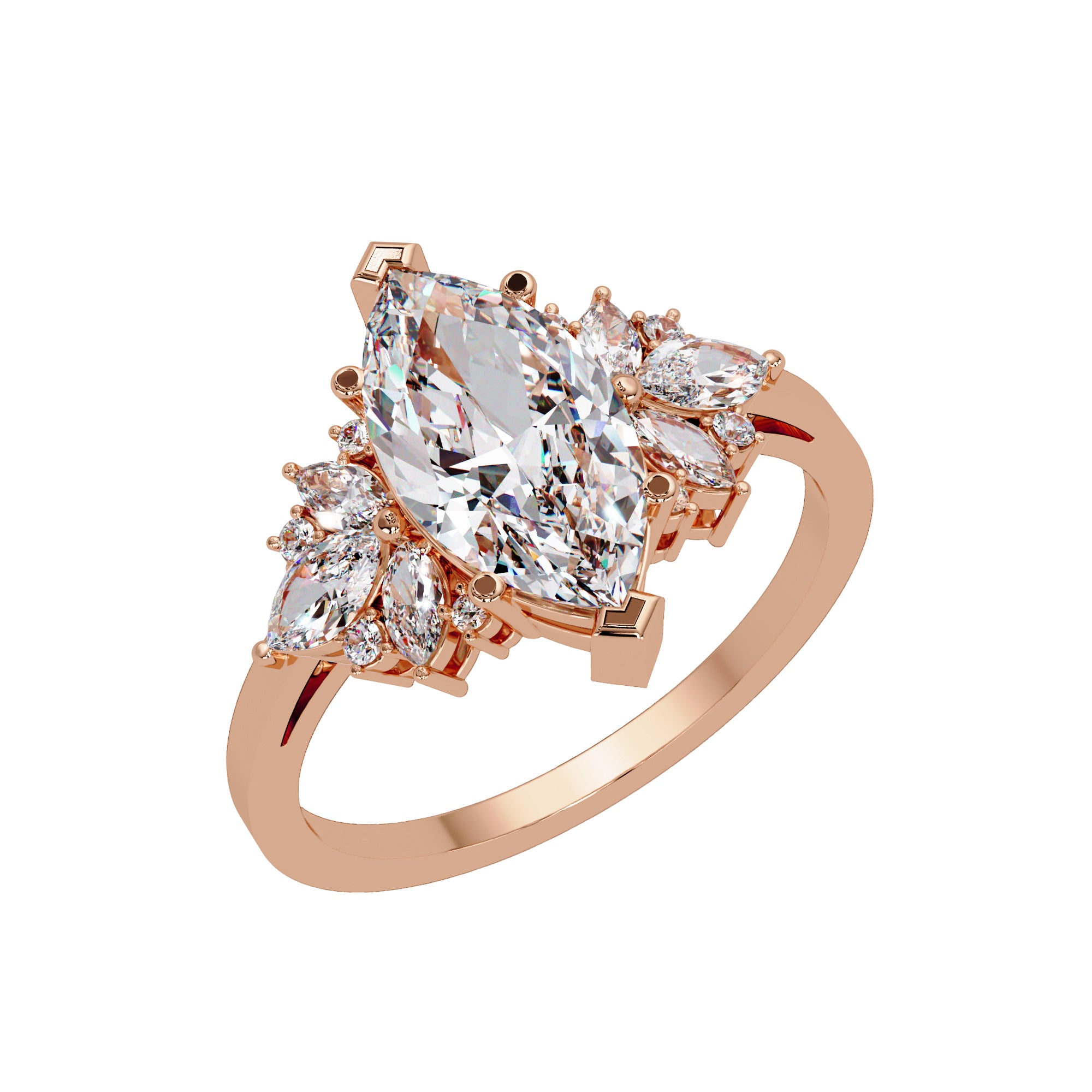 Lab Grown Diamond 2.00 CTW Marquise Floral Cluster Ring- Sterling Silver