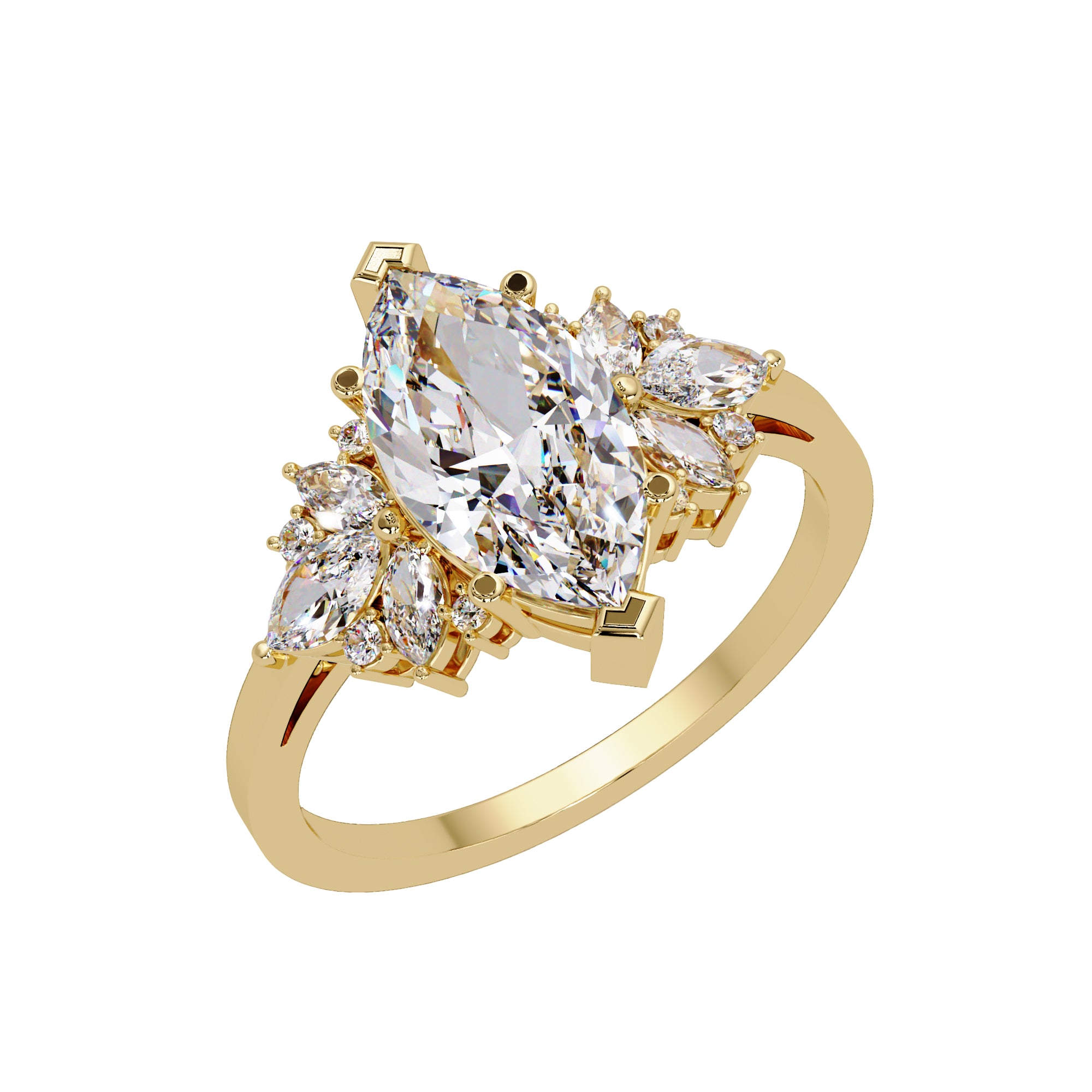 Lab Grown Diamond 2.00 CTW Marquise Floral Cluster Ring- Sterling Silver
