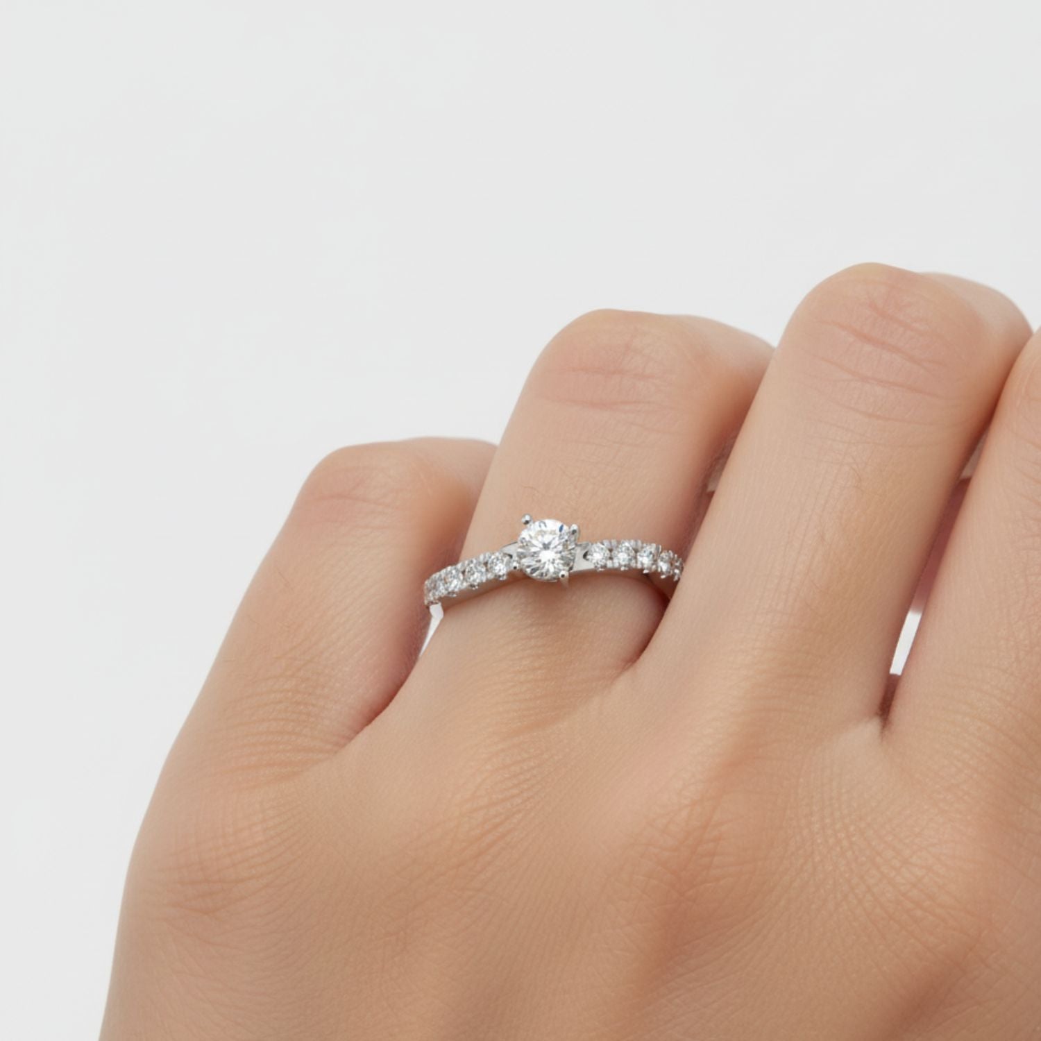 Lab Grown Diamond 0.45 CTW Round Solitaire Ring- Sterling Silver