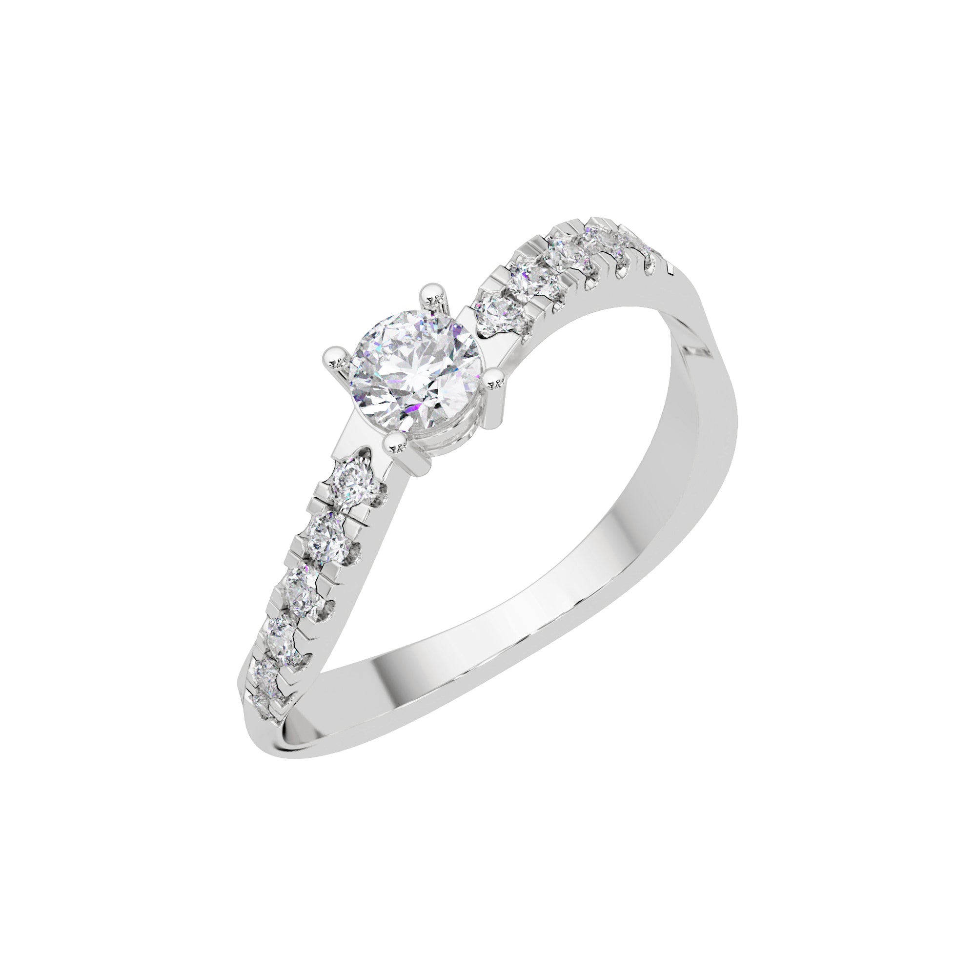 Lab Grown Diamond 0.45 CTW Round Solitaire Ring- Sterling Silver