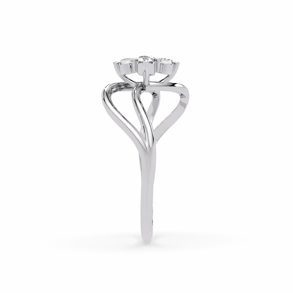 Lab Grown Diamond 0.19 CTW Round Floral Petite Split Band Ring- Sterling Silver