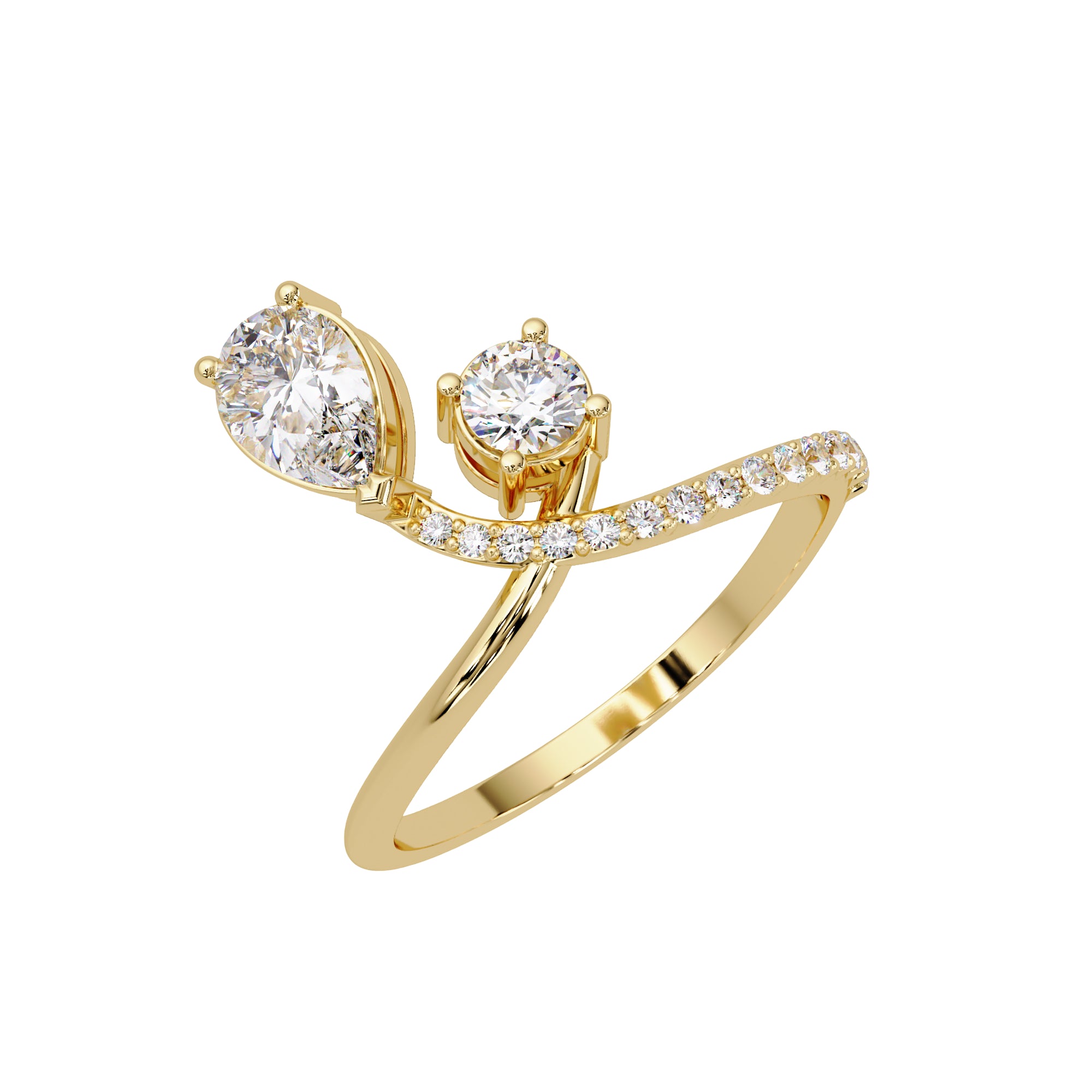 Lab Grown Diamond 0.85 CTW Pear Open Wrap Pavé Design Ring- Sterling Silver