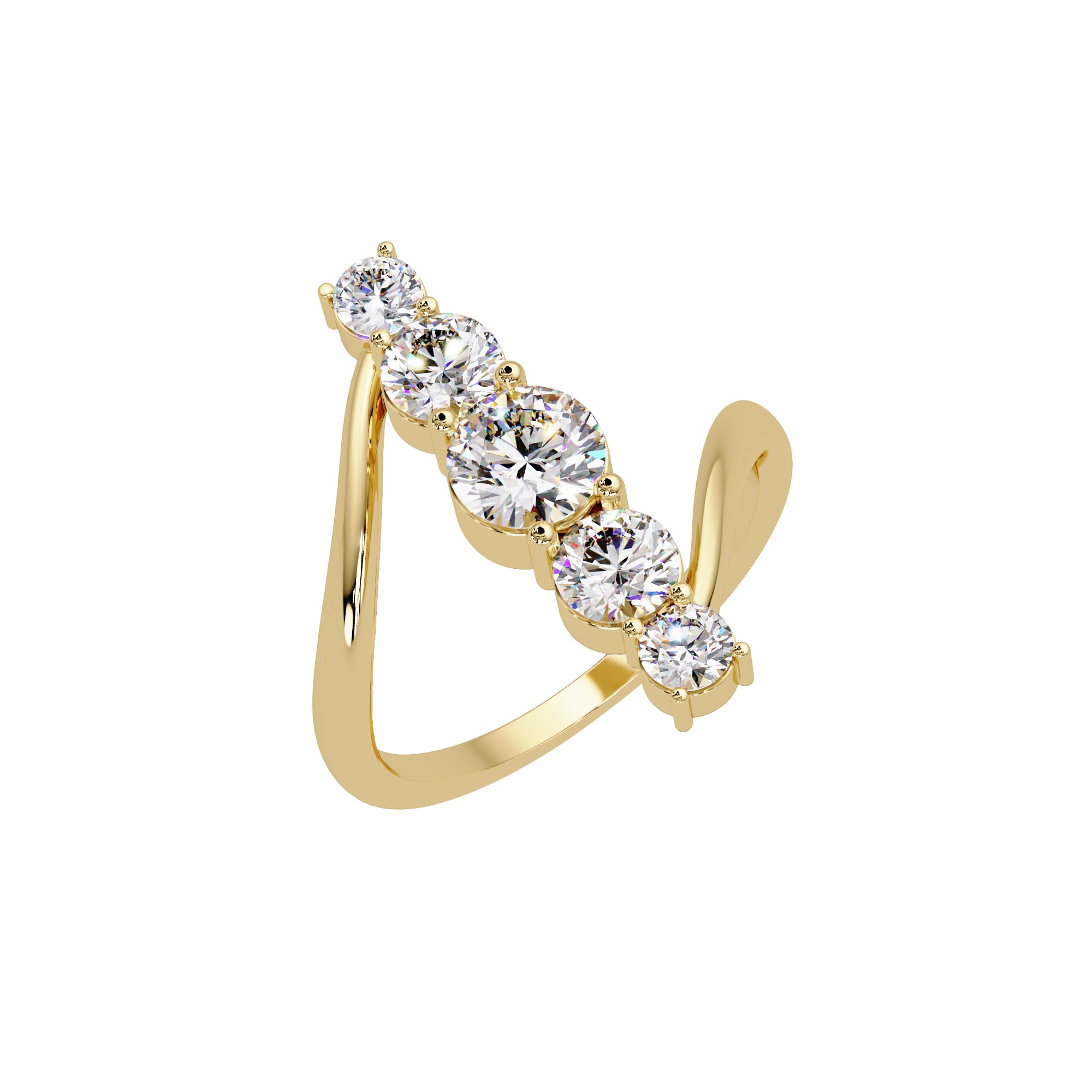 Lab Grown Diamond 1.55 CTW Round V-Shape Open Design Ring- Sterling Silver