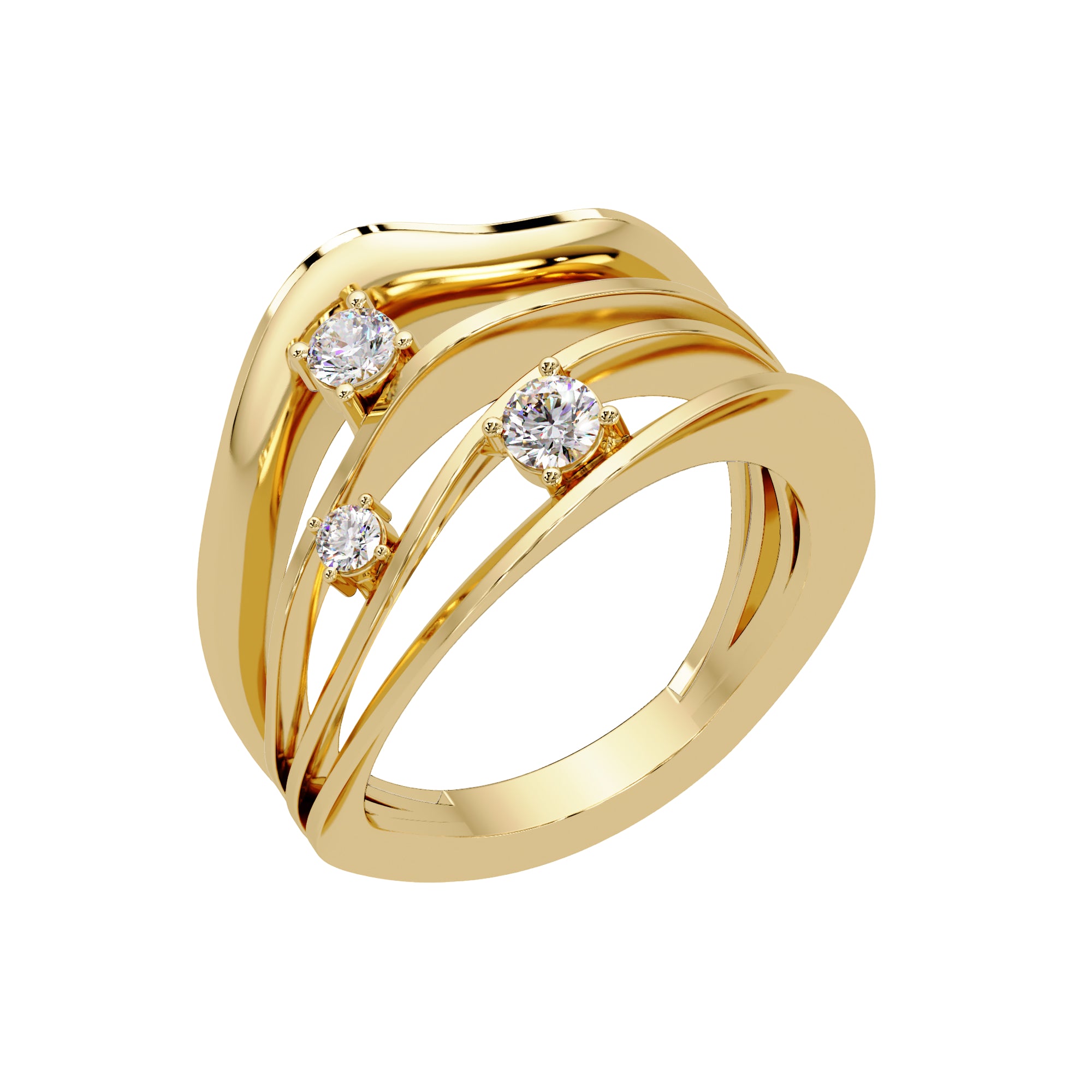 Lab Grown Diamond 0.23 CTW Round Multi-Row Overlapping Design Ring- Sterling Silver
