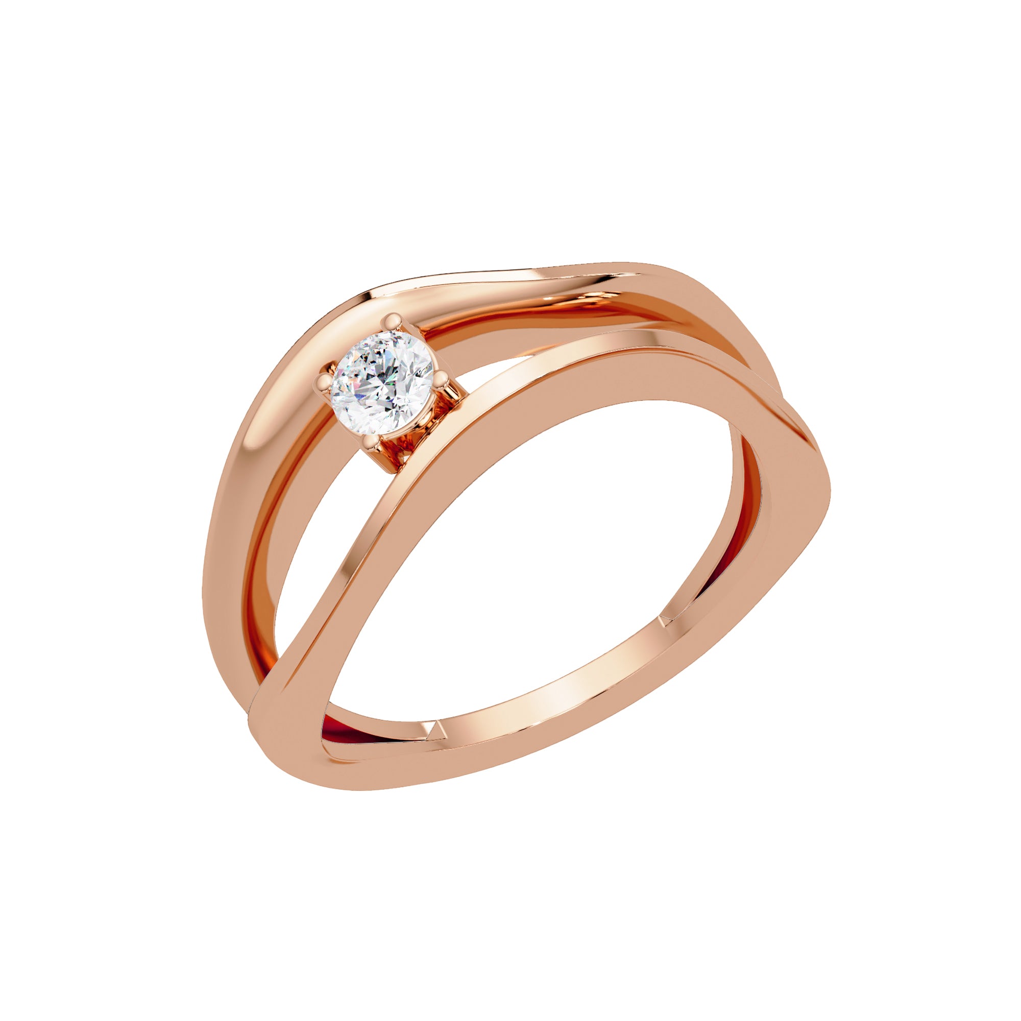 Lab Grown Diamond 0.16 CTW Round Bypass Solitaire Ring- Sterling Silver