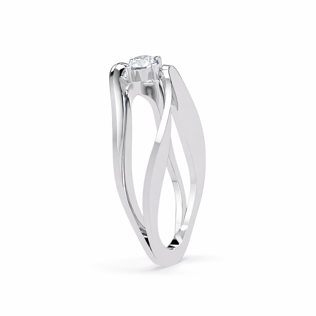 Lab Grown Diamond 0.16 CTW Round Bypass Solitaire Ring- Sterling Silver
