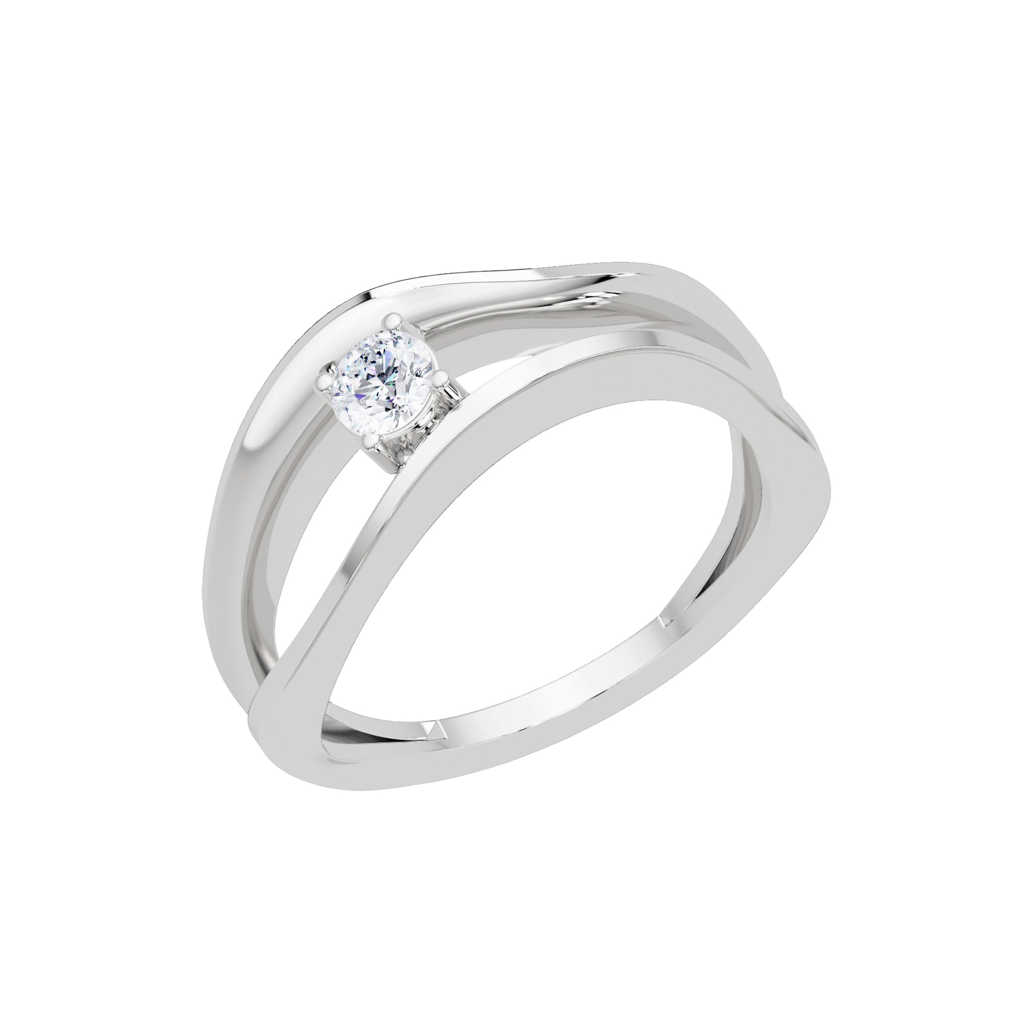 Lab Grown Diamond 0.16 CTW Round Bypass Solitaire Ring- Sterling Silver