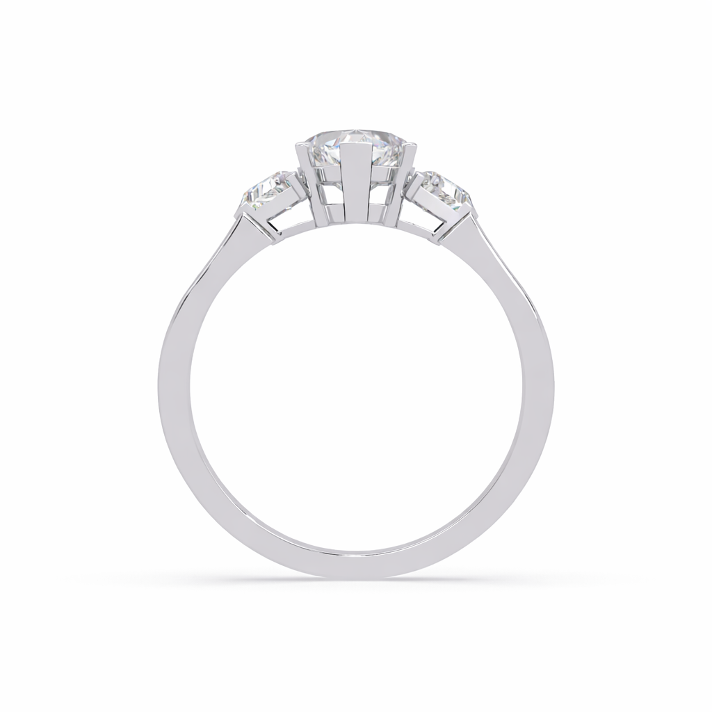 Lab Grown Diamond 1.35 CTW Heart Three Stone Ring- Sterling Silver