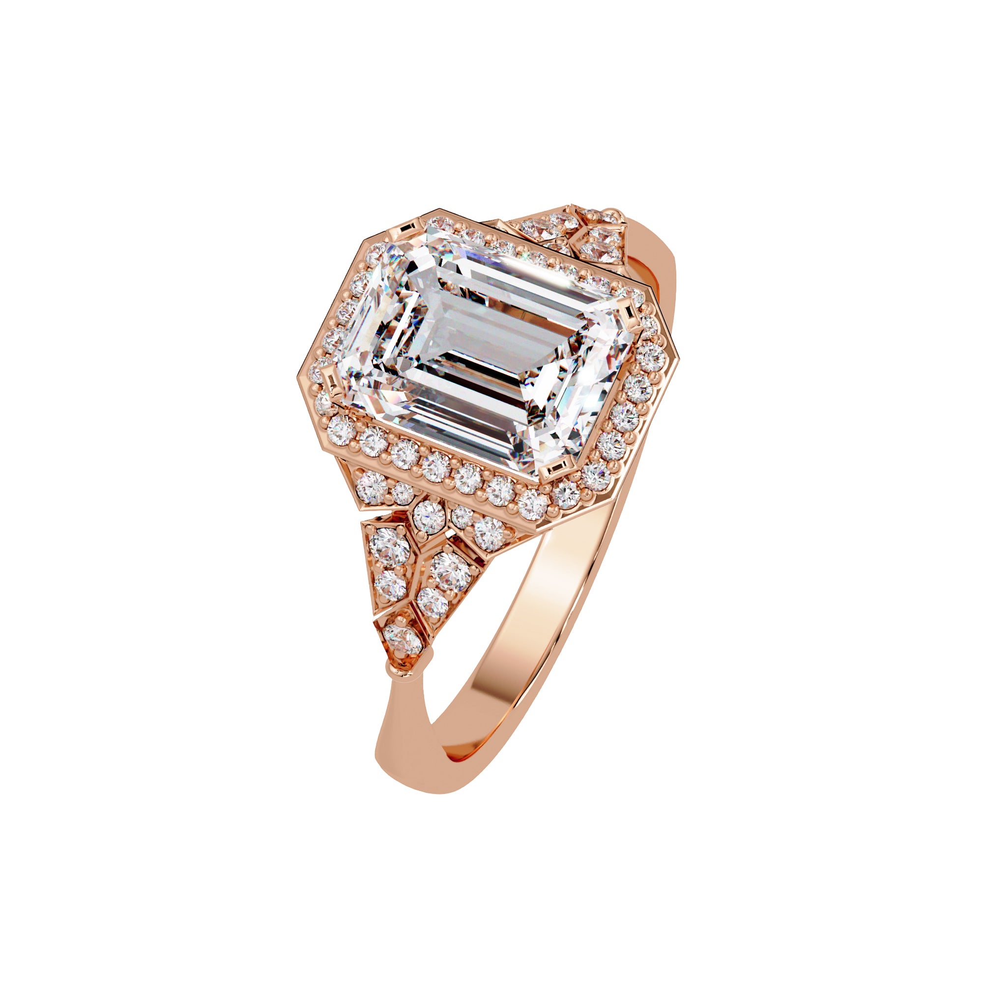 Lab Grown Diamond 2.00 CTW Octagon Solitaire Halo Ring- Sterling Silver