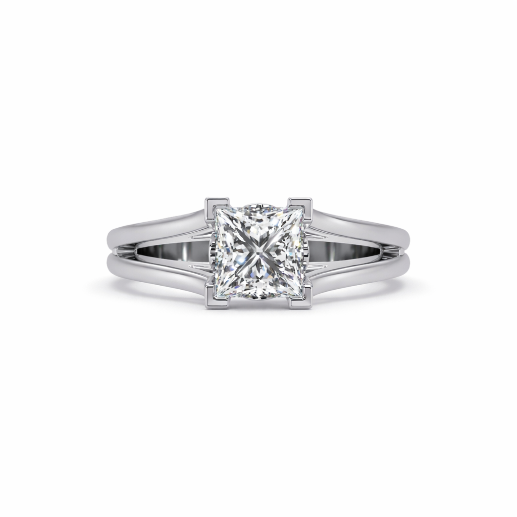 Lab Grown Diamond 1.00 CTW Square Minimalist Solitaire Ring- Sterling Silver