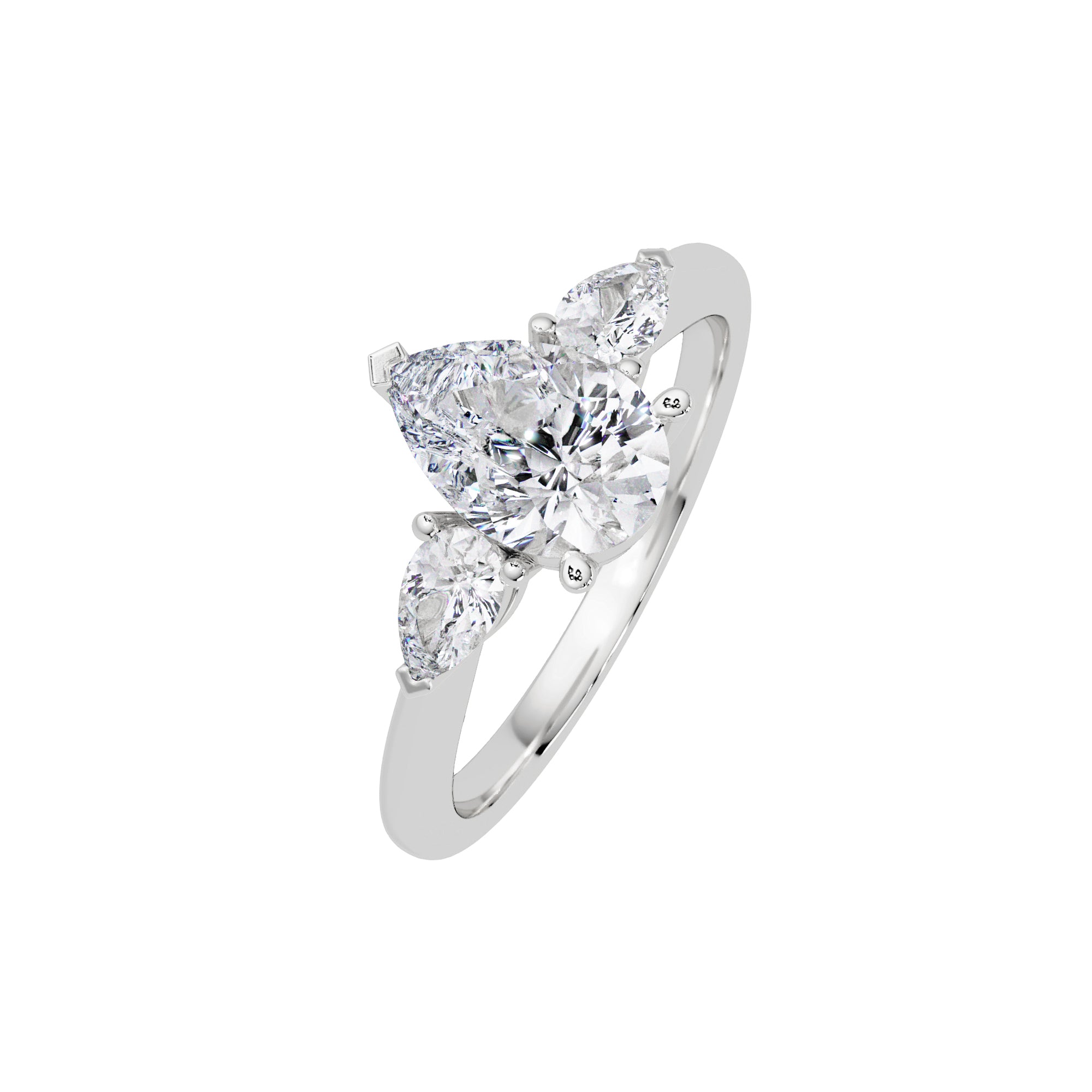 Lab Grown Diamond 1.60 CTW Pear Three Stone Ring- Sterling Silver