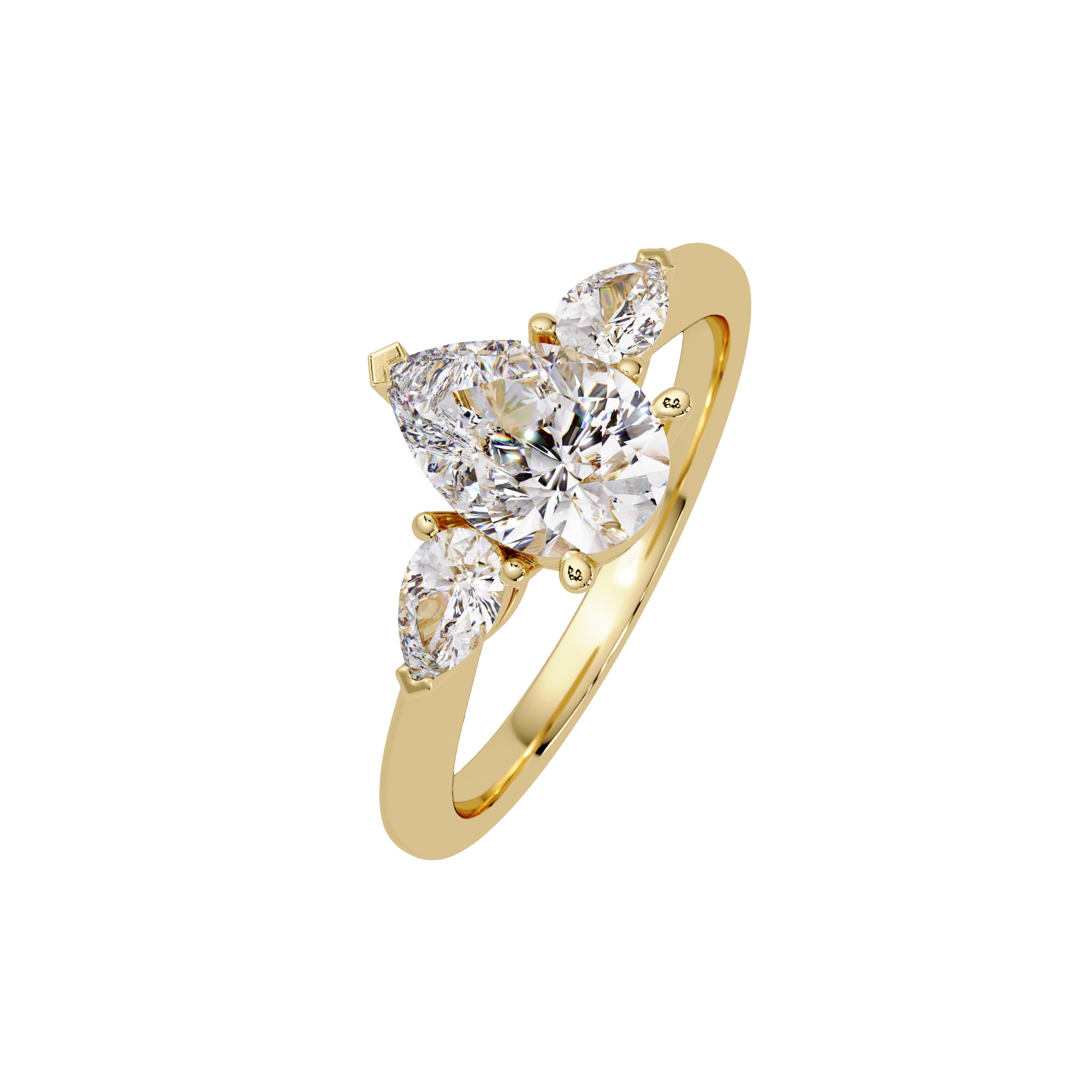 Lab Grown Diamond 1.60 CTW Pear Three Stone Ring- Sterling Silver