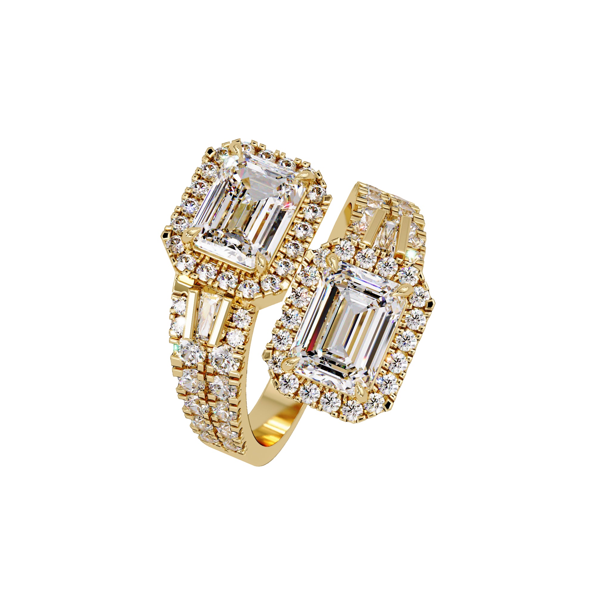 Lab Grown Diamond 3.65 CTW Octagon Double Halo Bypass Ring- Sterling Silver