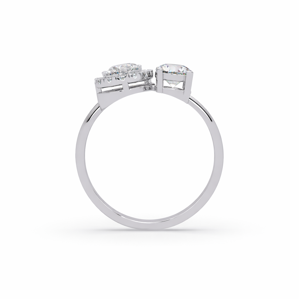 Lab Grown Diamond 1.00 CTW Pear Dual Stone Bypass Halo Ring- Sterling Silver