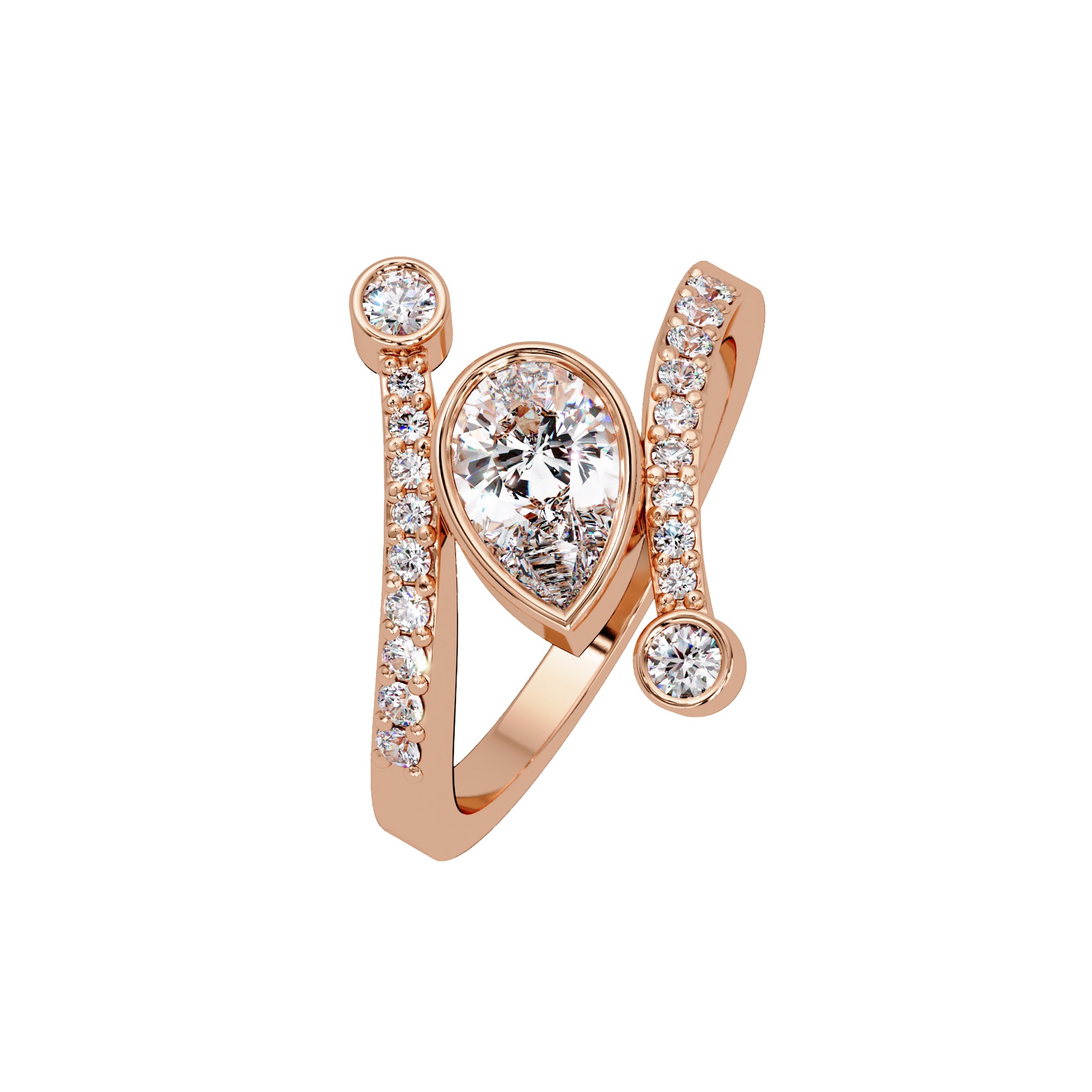 Lab Grown Diamond 0.80 CTW Pear Wrap Bypass Ring- Sterling Silver