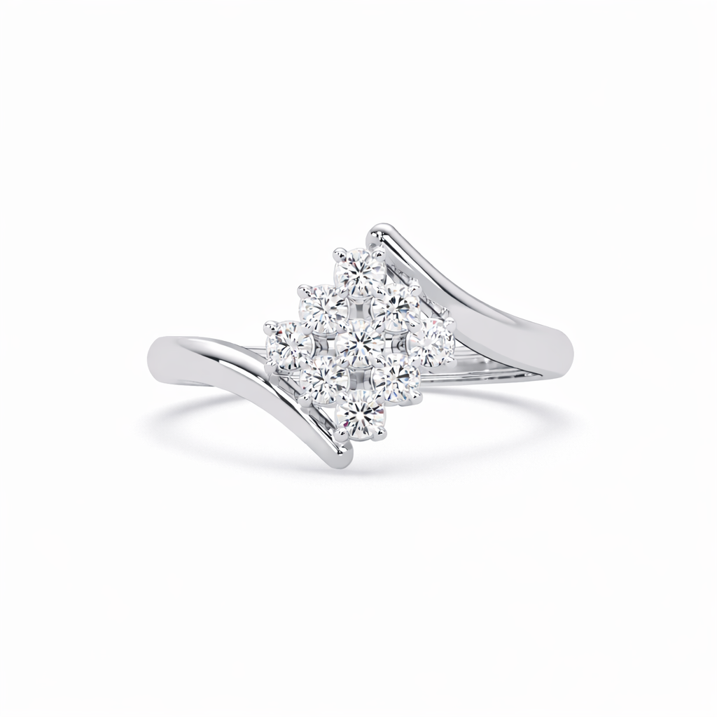Lab Grown Diamond 0.27 CTW Round Cluster Women Ring- Sterling Silver