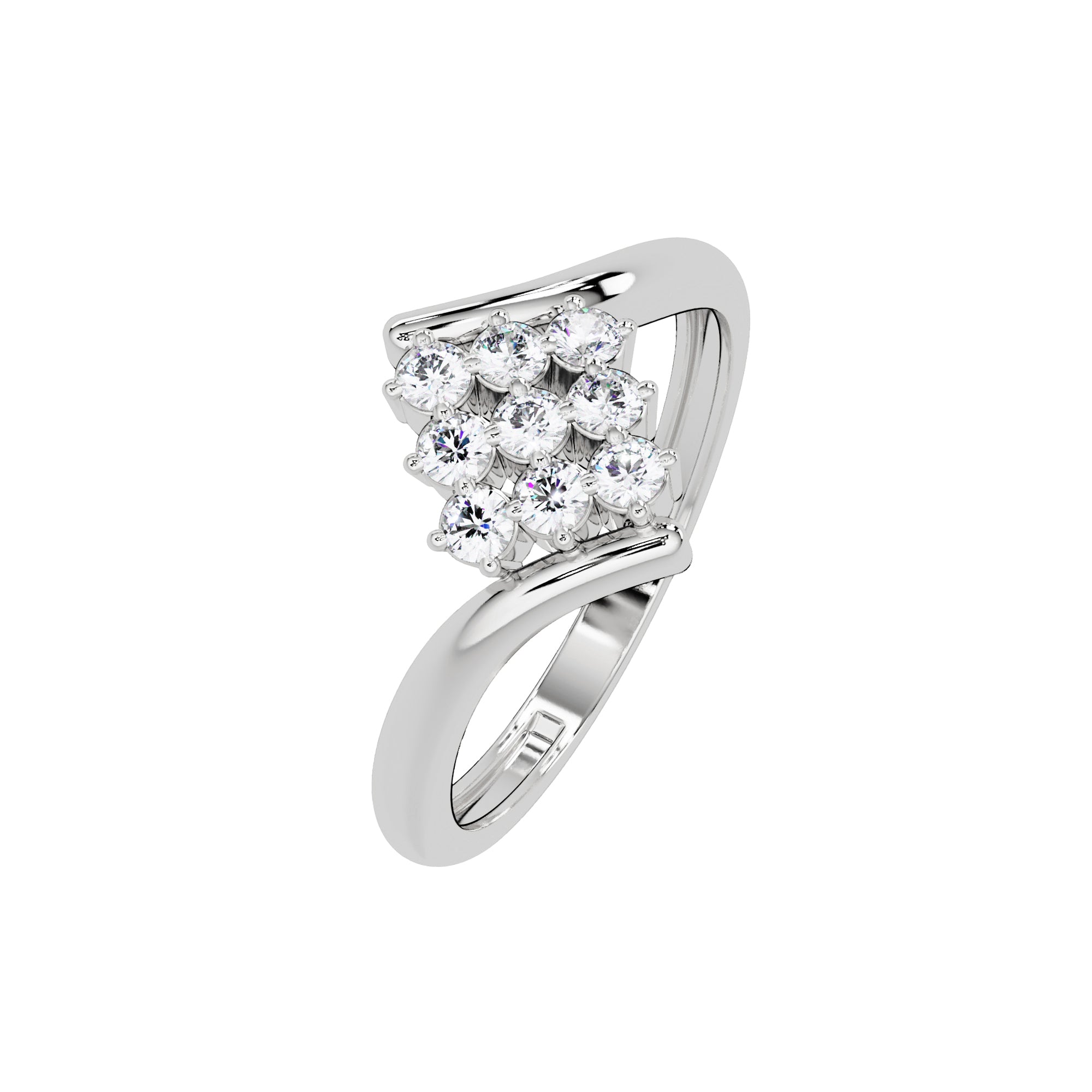 Lab Grown Diamond 0.27 CTW Round Cluster Women Ring- Sterling Silver