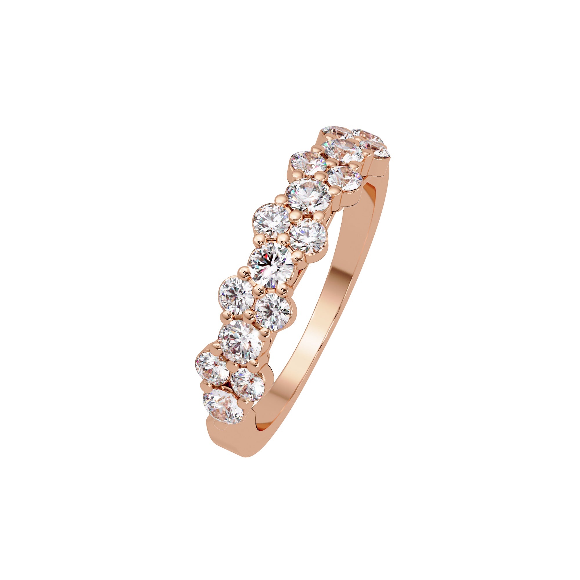 Lab Grown Diamond 0.85 CTW Round Graduated Stone Design Ring- Sterling Silver