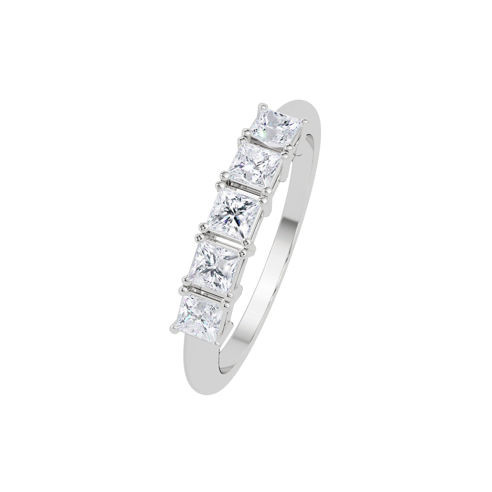 Lab Grown Diamond 0.65 CTW Square Classic Five-Stone Ring- Sterling Silver