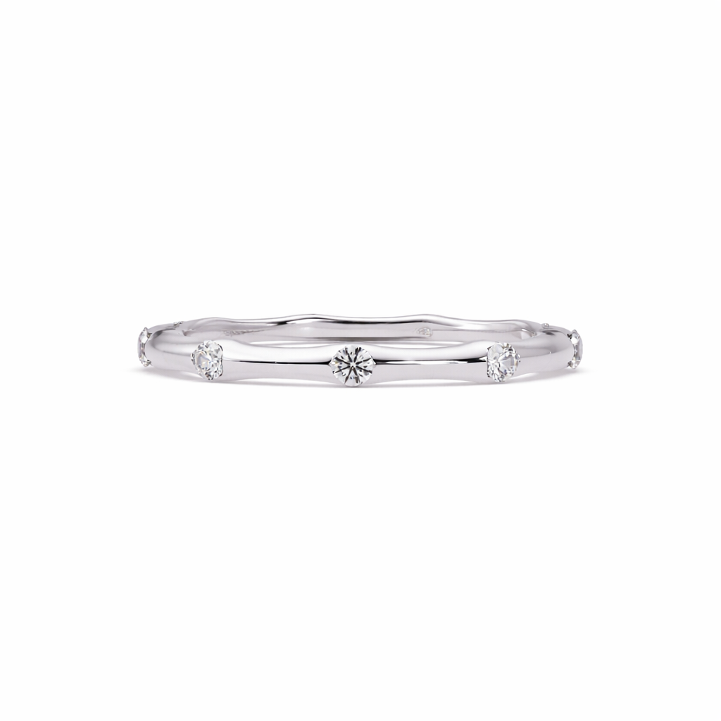 Lab Grown Diamond 0.27 CTW Round Bubble Band Design Ring- Sterling Silver
