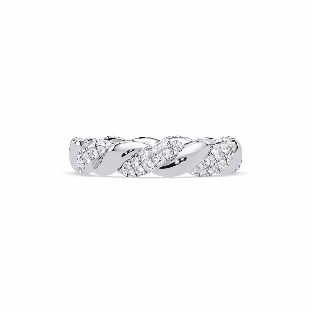 Lab Grown Diamond 0.55 CTW Round Braided Pavé Band Ring- Sterling Silver