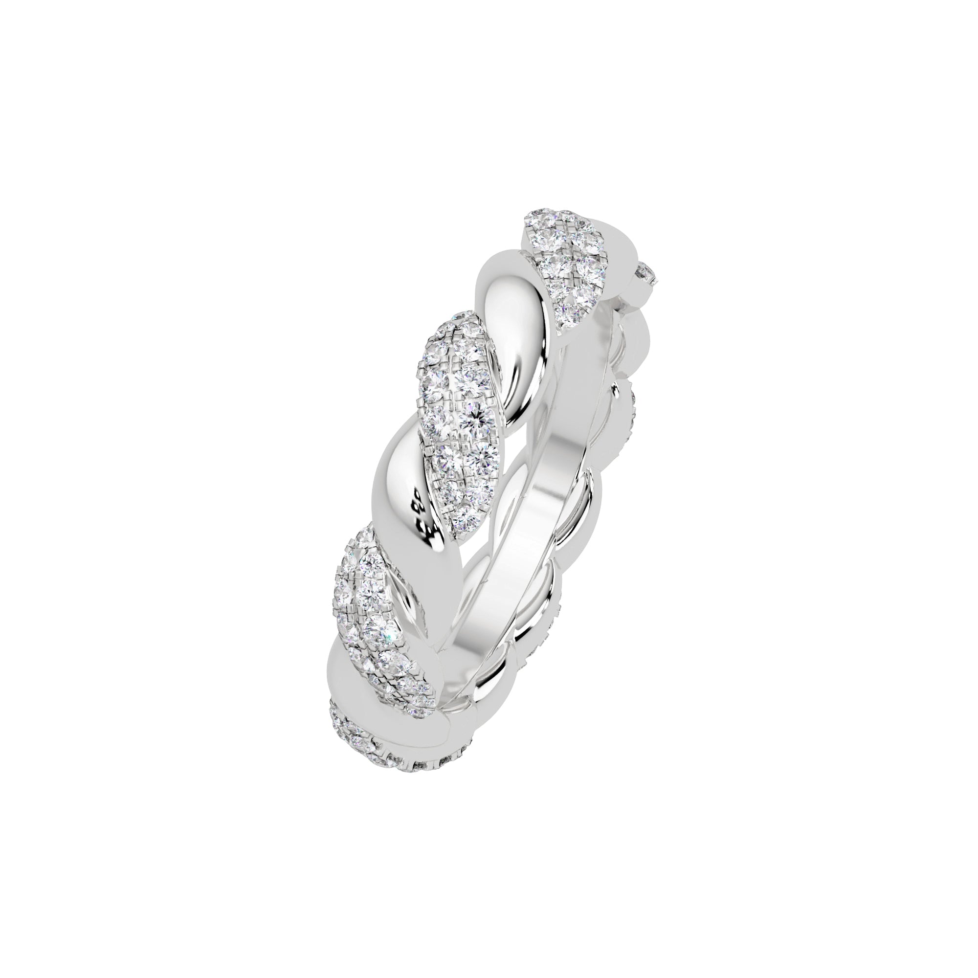 Lab Grown Diamond 0.55 CTW Round Braided Pavé Band Ring- Sterling Silver