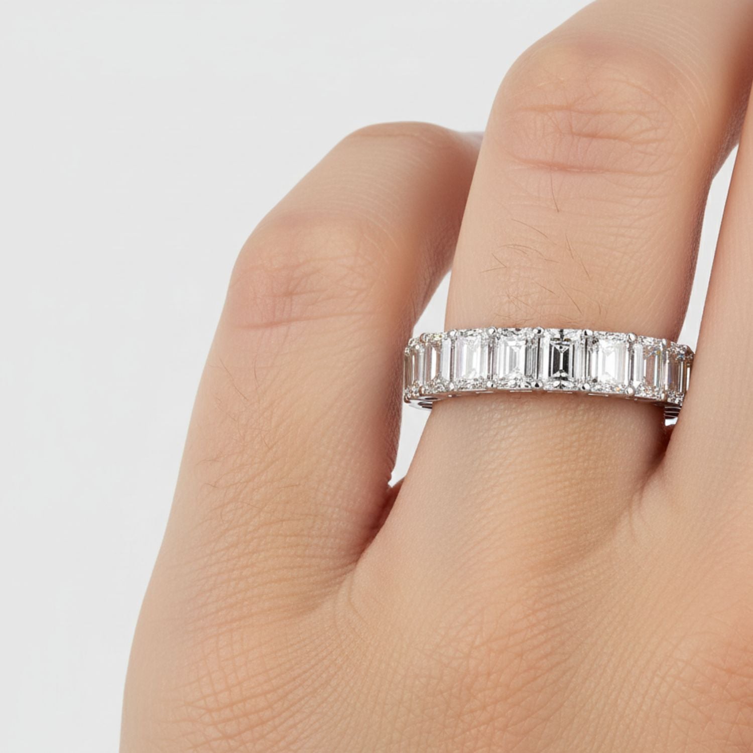 Lab Grown Diamond 6.00 CTW Octagon Full Eternity Ring- Sterling Silver
