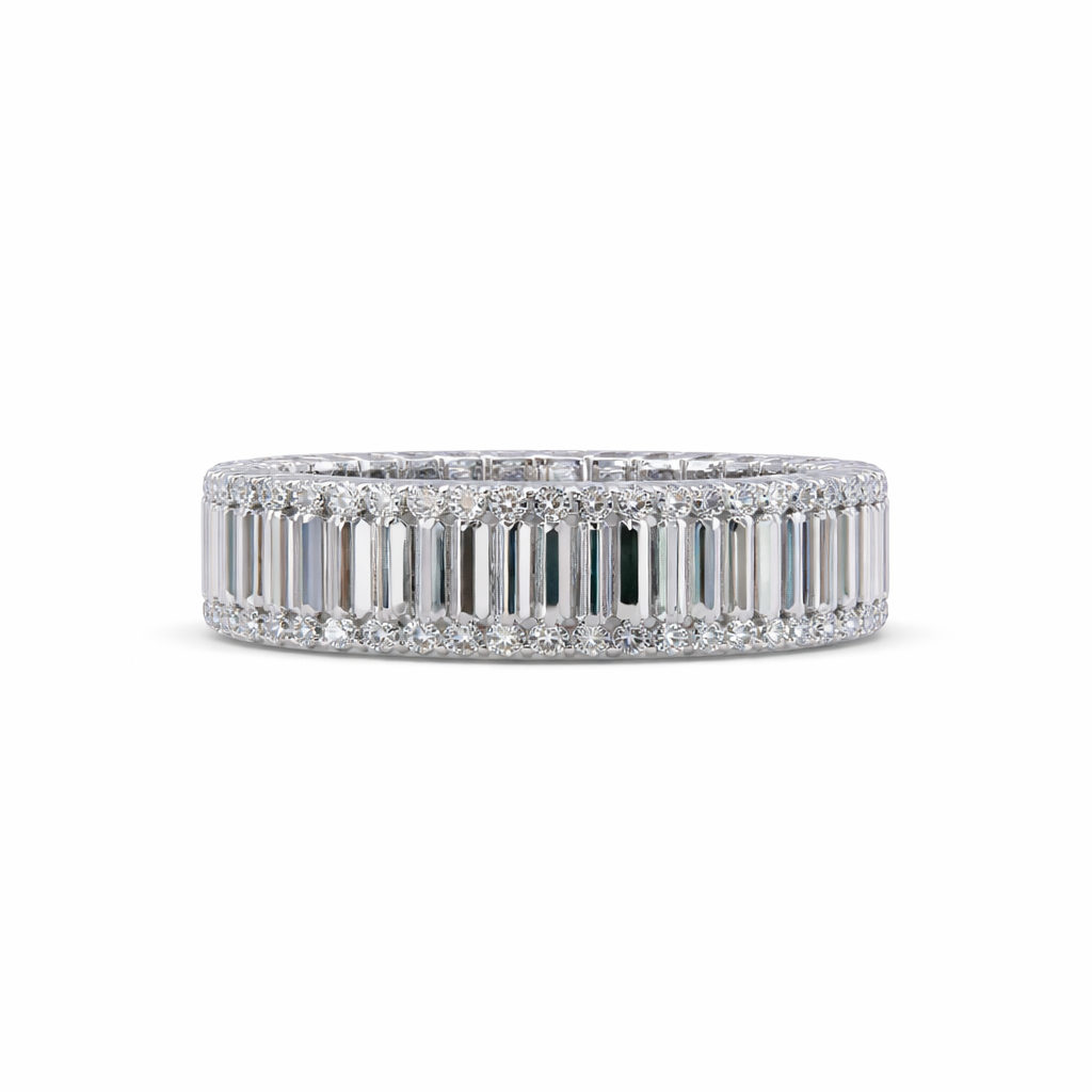 Lab Grown Diamond 6.00 CTW Octagon Full Eternity Ring- Sterling Silver