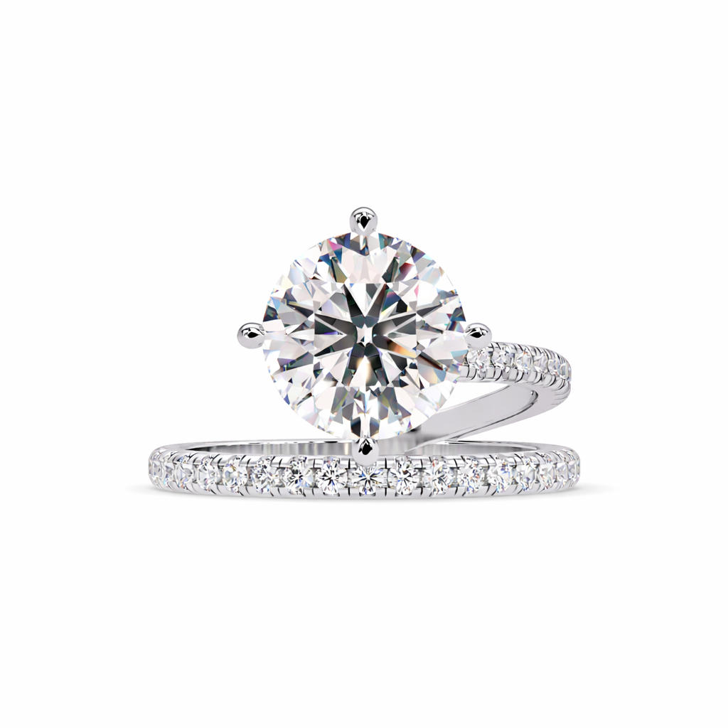 Lab Grown Diamond 3.35 CTW Round Spiral Bypass Ring- Sterling Silver