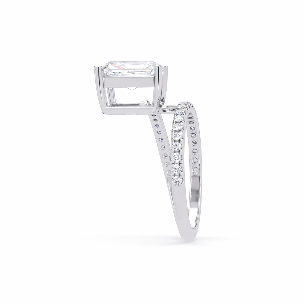Lab Grown Diamond 3.35 CTW Round Spiral Bypass Ring- Sterling Silver