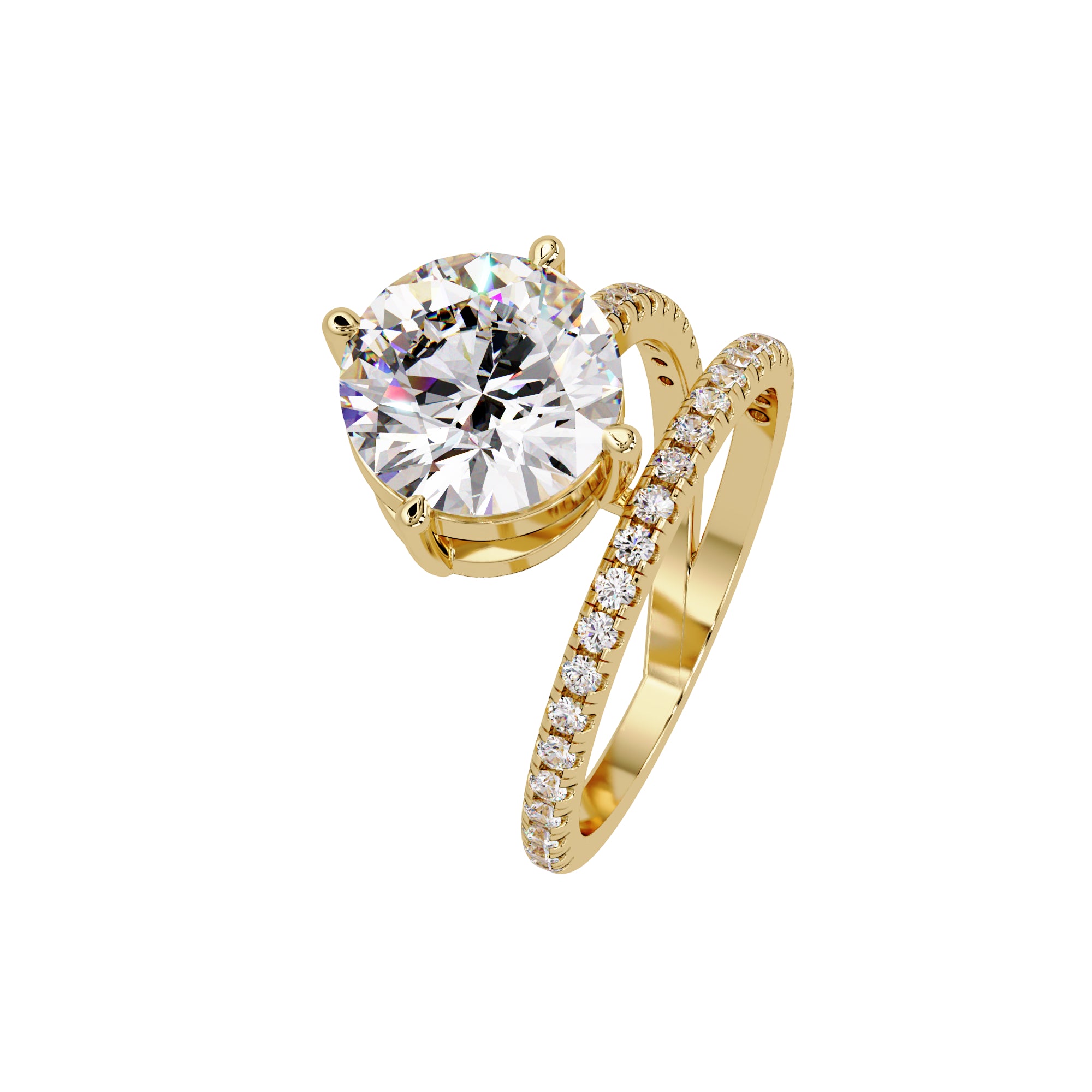 Lab Grown Diamond 3.35 CTW Round Spiral Bypass Ring- Sterling Silver