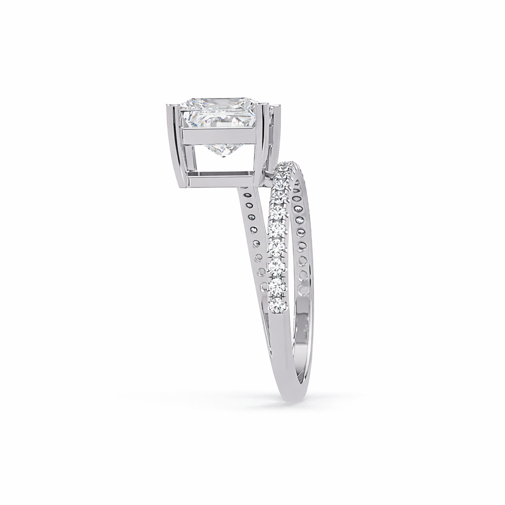 Lab Grown Diamond 3.35 CTW Radiant Cut Spiral Bypass Ring- Sterling Silver
