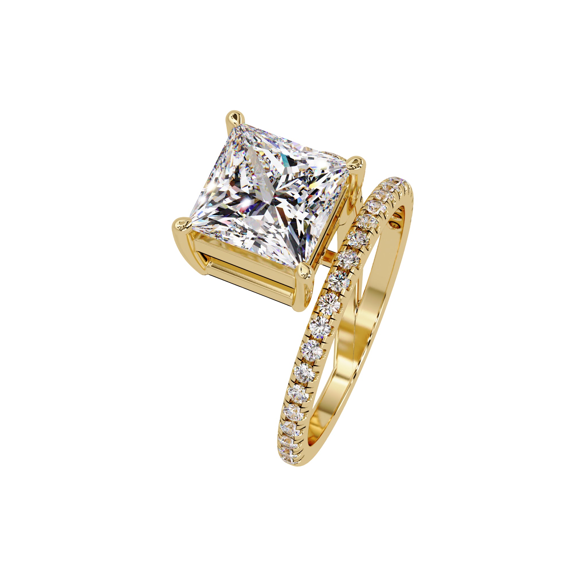 Lab Grown Diamond 3.15 CTW Square Spiral Bypass Ring- Sterling Silver