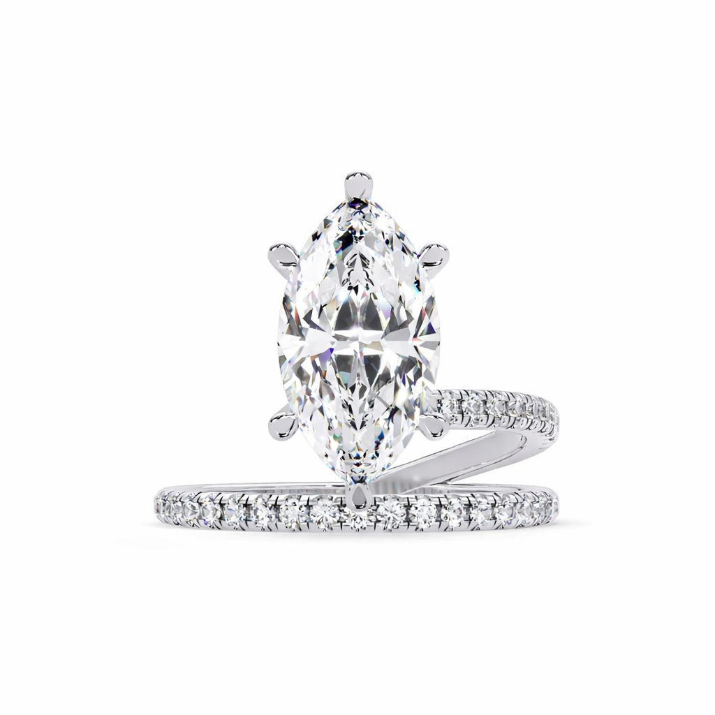 Lab Grown Diamond 3.00 CTW Marquise Spiral Bypass Ring- Sterling Silver