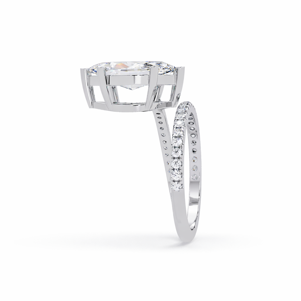 Lab Grown Diamond 3.00 CTW Marquise Spiral Bypass Ring- Sterling Silver