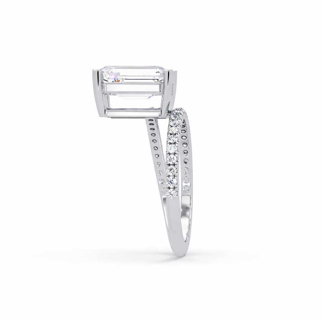 Lab Grown Diamond 3.25 CTW Octagon Cut Spiral Bypass Ring- Sterling Silver