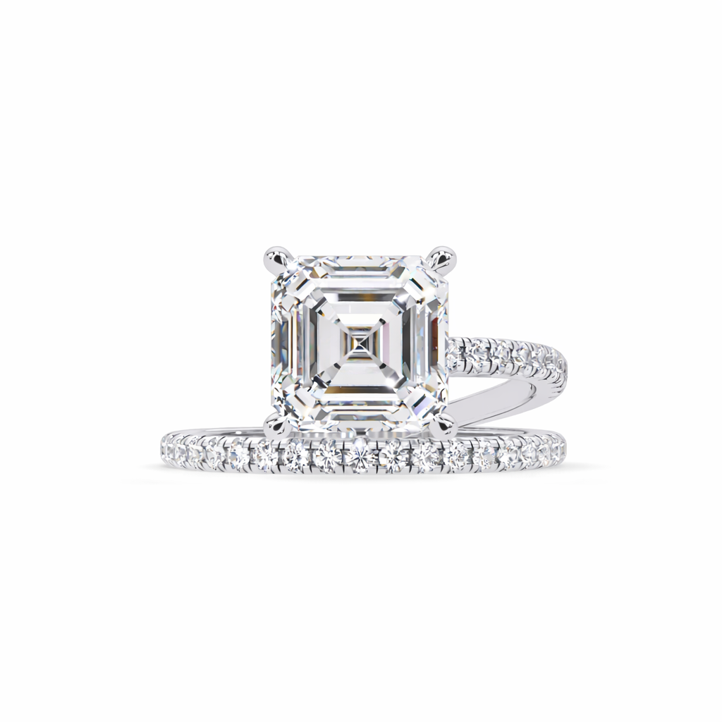 Lab Grown Diamond 3.25 CTW Octagon Cut Spiral Bypass Ring- Sterling Silver
