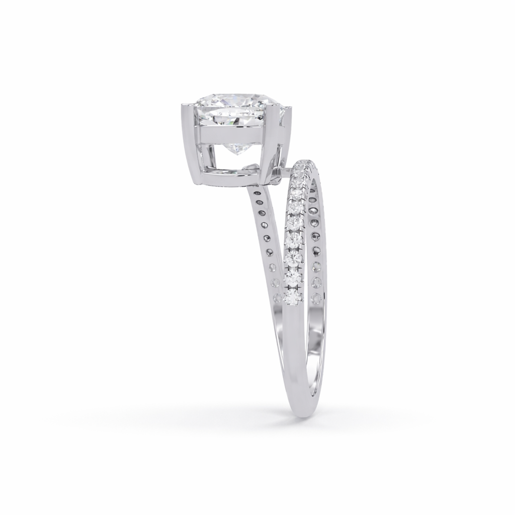 Lab Grown Diamond 3.25 CTW Octagon Cut Spiral Bypass Ring- Sterling Silver