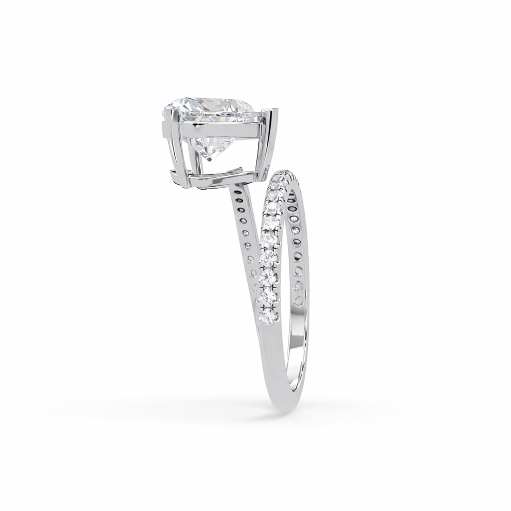 Lab Grown Diamond 3.50 CTW Heart Spiral Bypass Ring- Sterling Silver