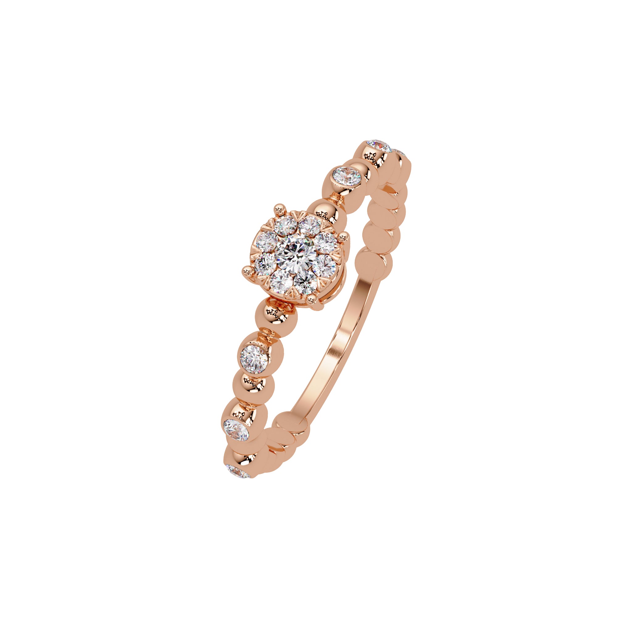 Lab Grown Diamond 0.21 CTW Round Beaded Accent Band Ring- Sterling Silver