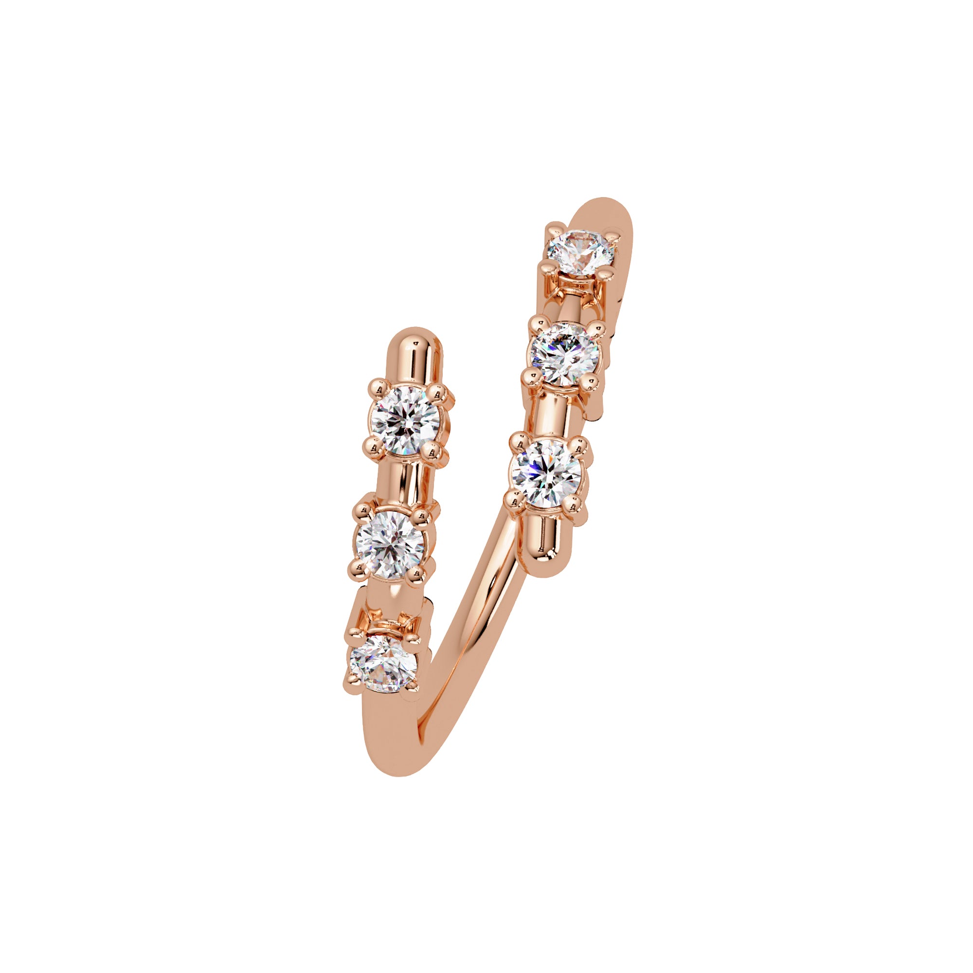 Lab Grown Diamond 0.20 CTW Round Open Band Ring- Sterling Silver