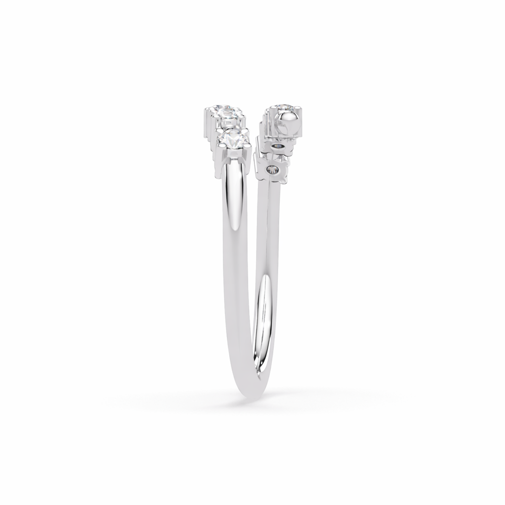 Lab Grown Diamond 0.20 CTW Round Open Band Ring- Sterling Silver