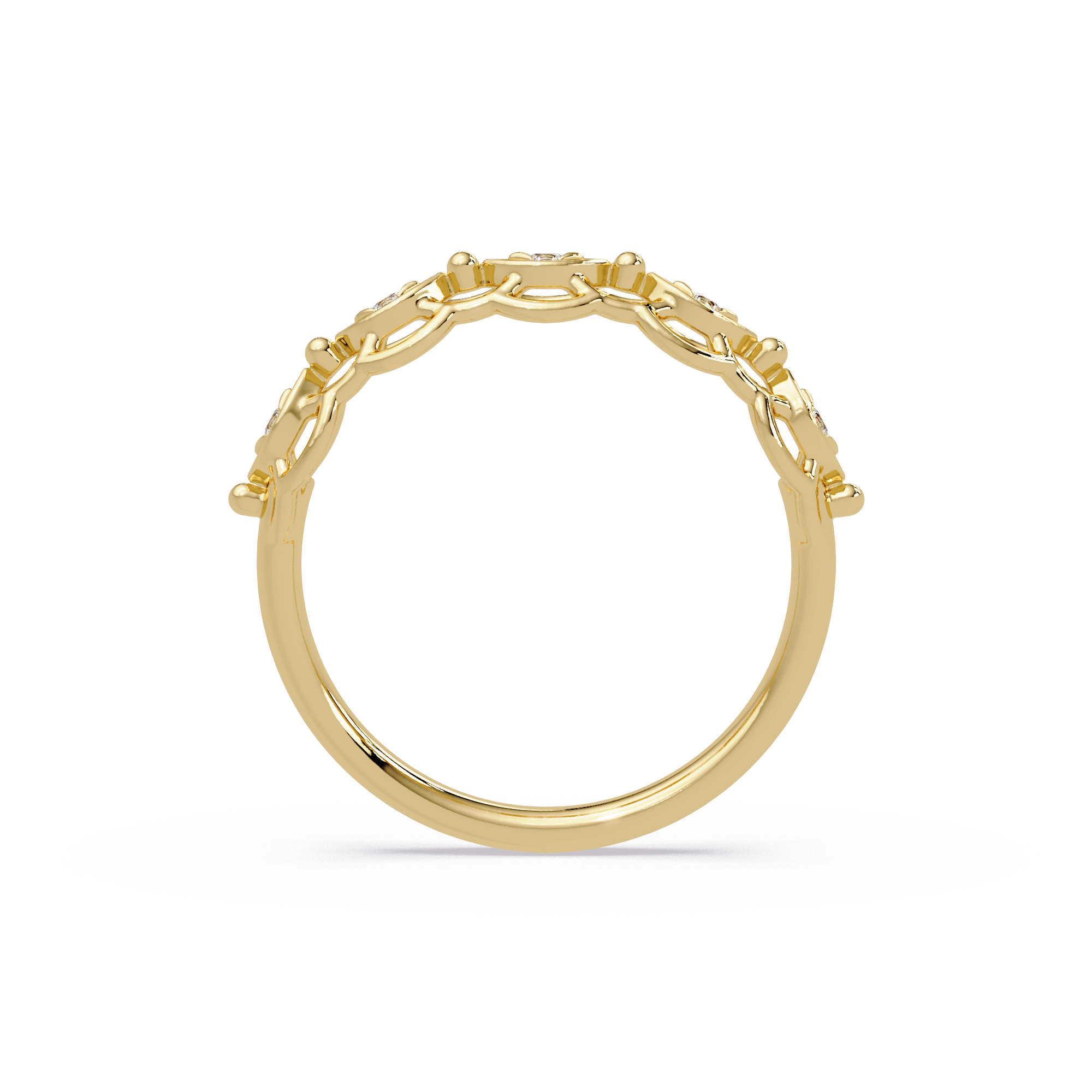 Lab Grown Diamond 0.08 CTW Round Vintage Eye Motif Band Ring- Sterling Silver