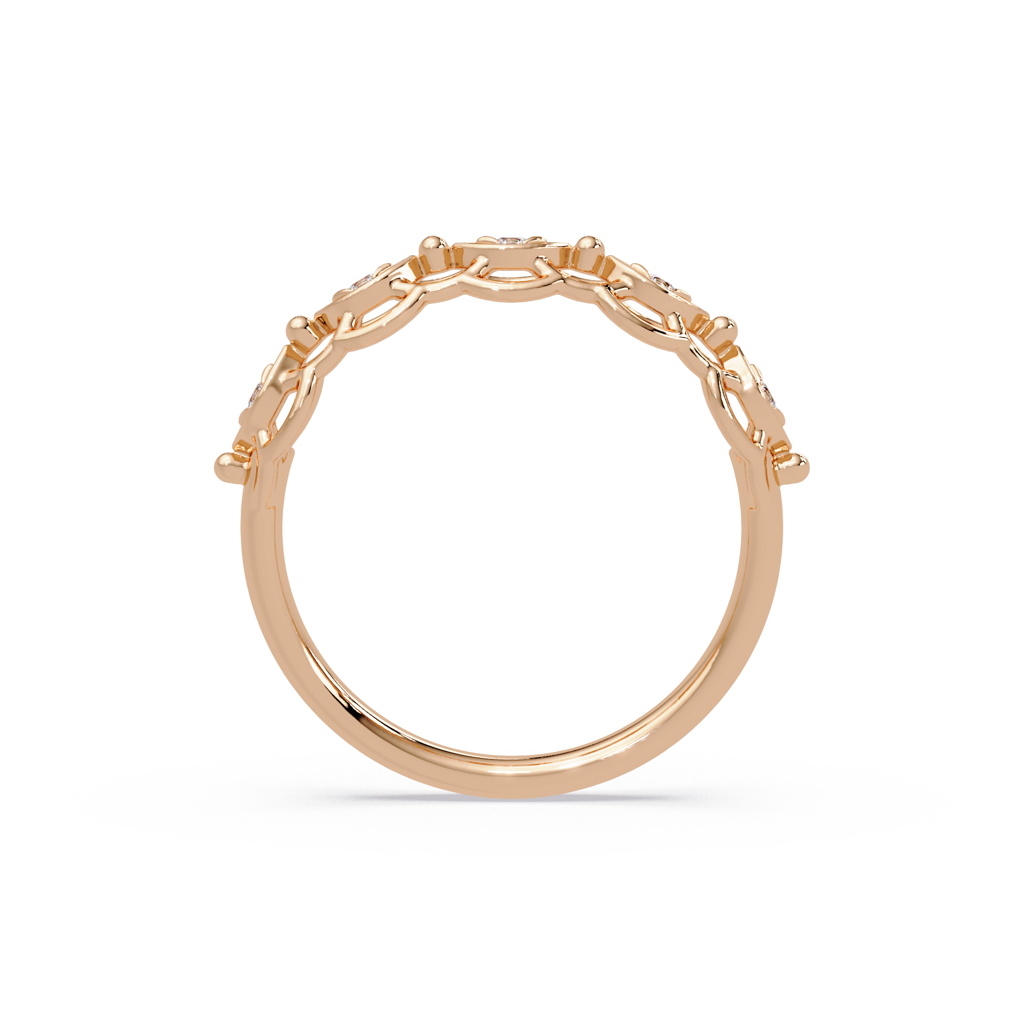 Lab Grown Diamond 0.08 CTW Round Vintage Eye Motif Band Ring- Sterling Silver