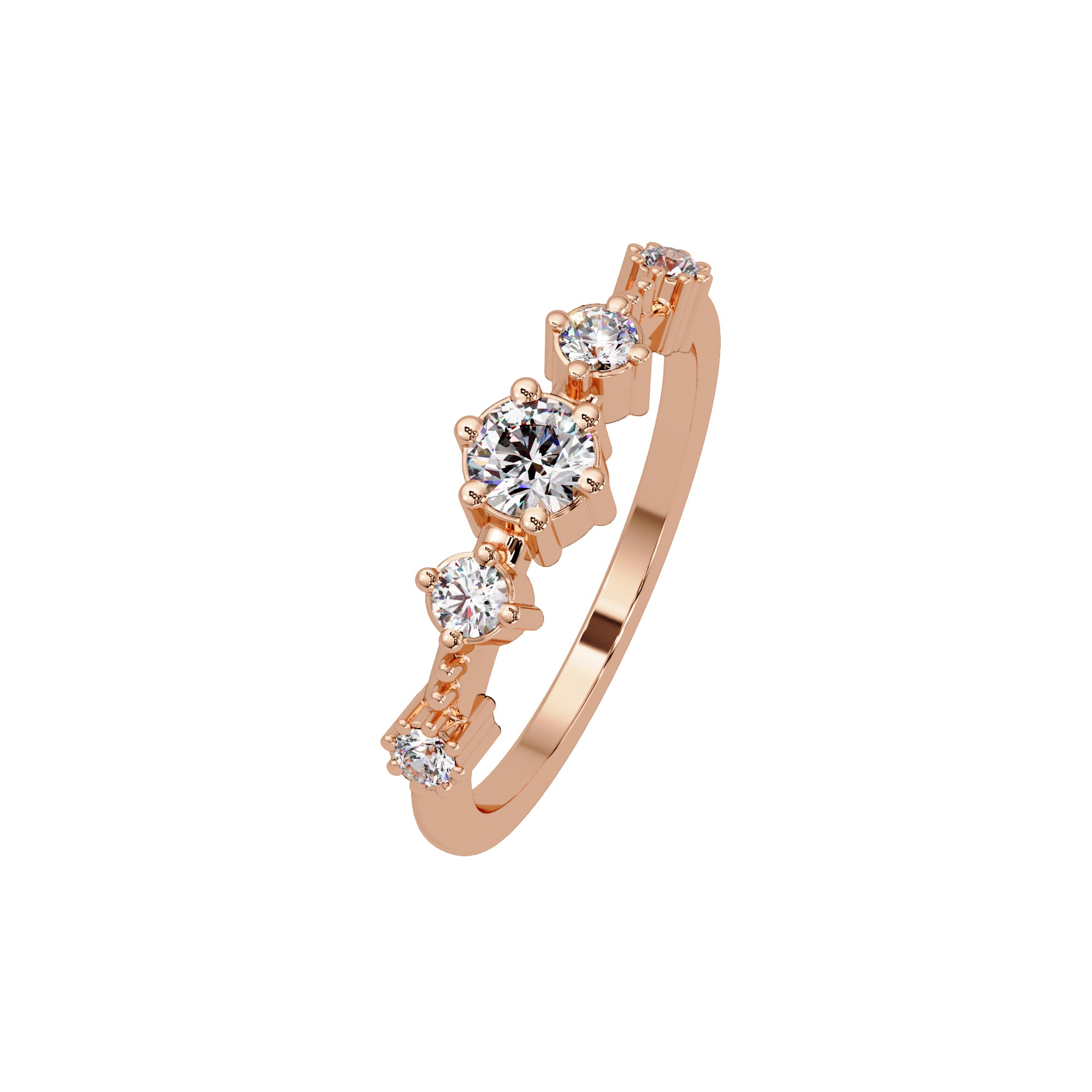Lab Grown Diamond 0.45 CTW Round Three-Stone Curve Ring- Sterling Silver